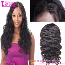 Оптовая высокое качество перуанский Девы человеческих волос полный парик шнурка 100% объемная волна glueless шелковый топ полный парик шнурка